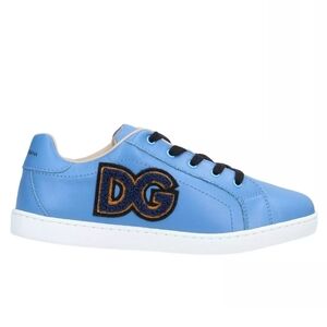 Dolce & Gabbana Blue Sneakers with Logo and White Sole